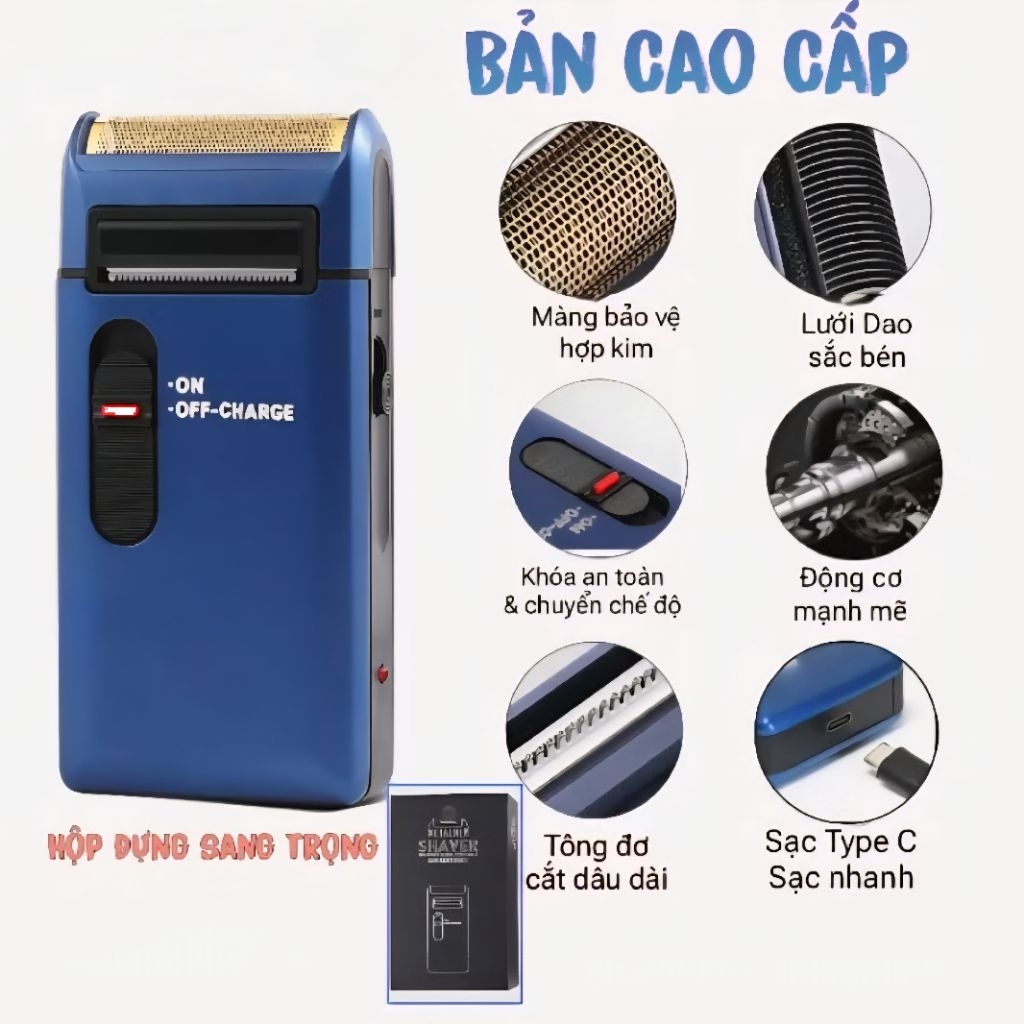 Máy Cạo Râu Xanh Bản Nâng Cấp Sạc Nhanh Cạo Khô Không Rát