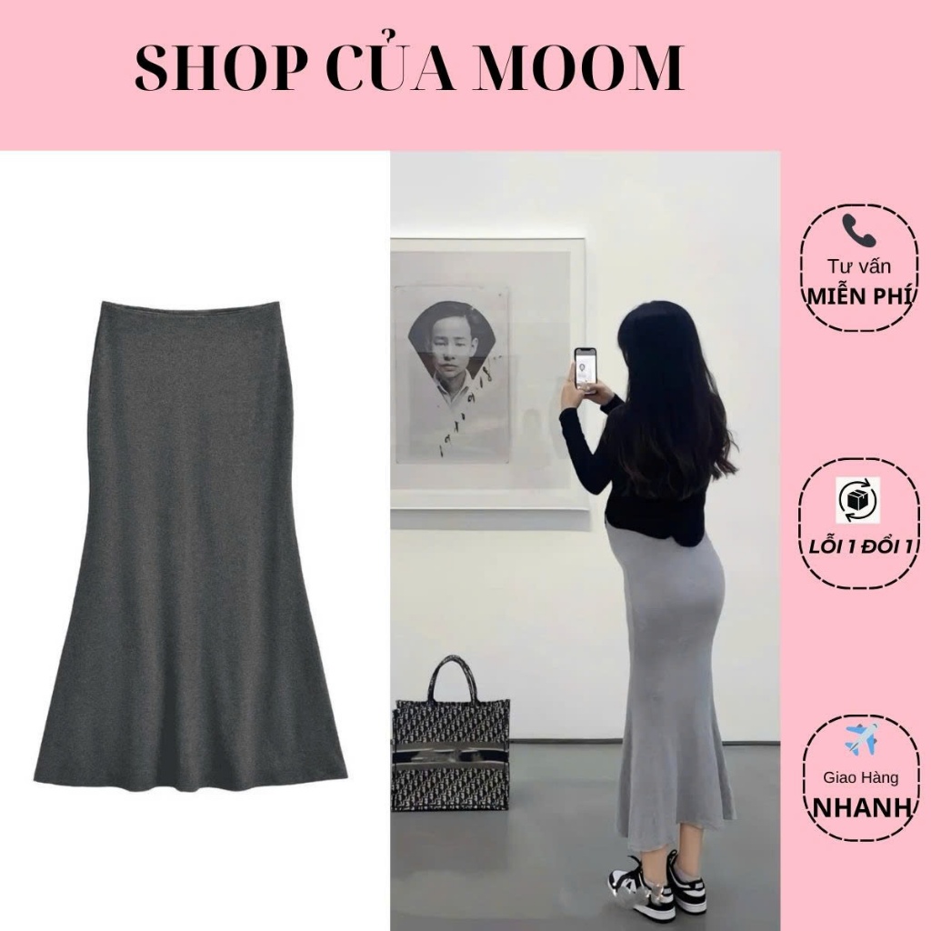Chân Váy Bầu Đuôi Cá Thời Trang, Chân Váy Bầu Dài chất thun tăm mềm