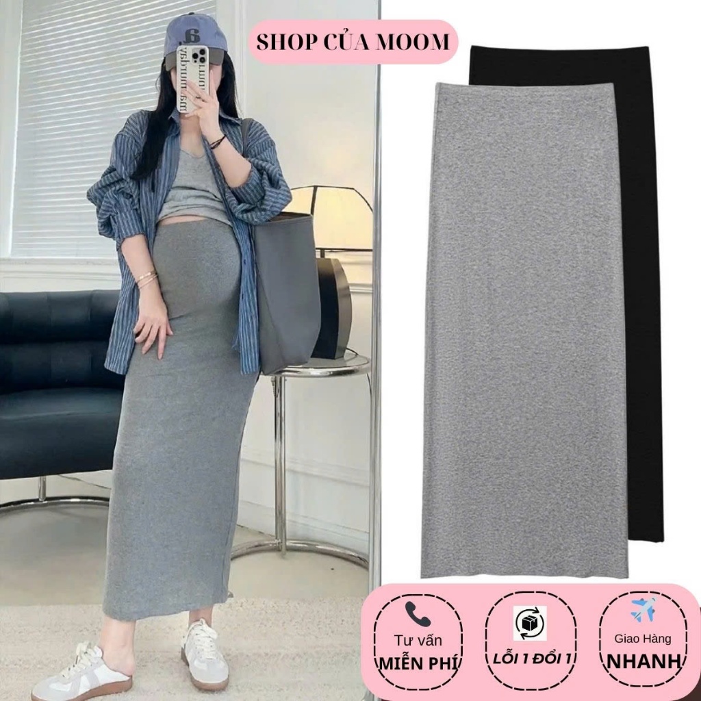 Chân Váy Bầu Body dài, chất thun tăm mềm co dãn 4 chiều