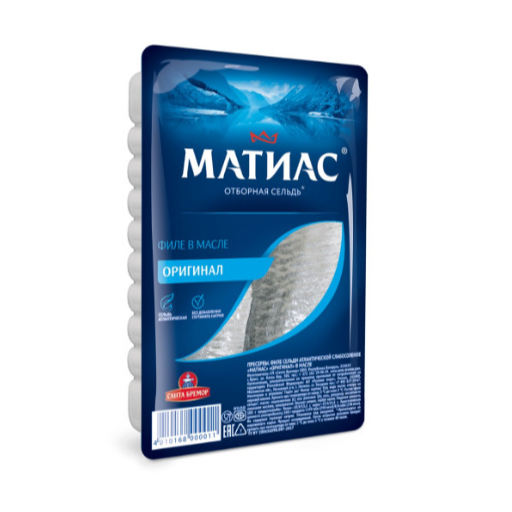 Phi lê cá trích "Matthias" "Original" ngâm dầu 250 g Nga