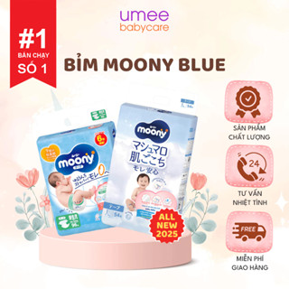Tã Bỉm Quần Dán Moony Xanh, Moony Natural Nhập Khẩu Chính Hãng - Bỉm Siêu Mỏng Thấm Hút Đủ Size Cho Bé