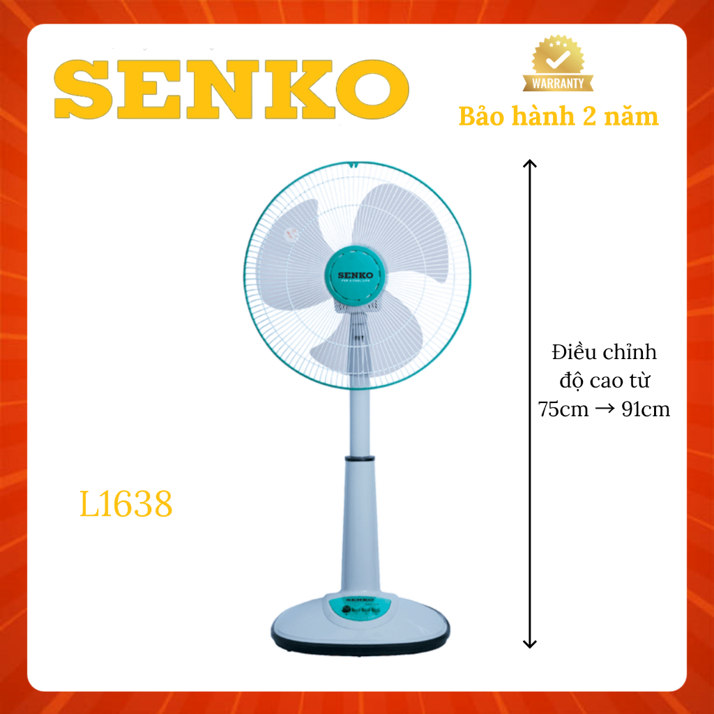 [Hỏa Tốc] Quạt Lửng Ống Nhựa Senko L1638 - Công suất 47W - Điều Chỉnh Độ Cao - Hàng Chính Hãng