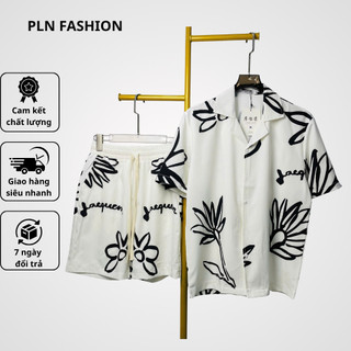 bộ quần áo cộc nam mặc nhà họa tiết hoa lá in 3d độ đáo, bộ pijama nam chất lụa siêu thoáng siêu mát PLN fashion