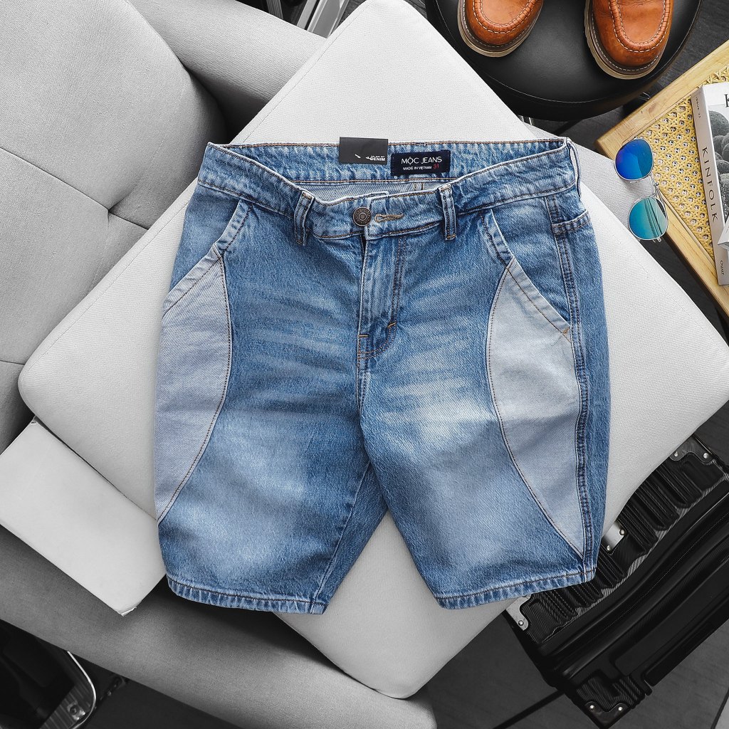 Quần short jean nam túi kiểu chất vải bò cao cấp hàng xuất xịn dáng ôm ngang gối