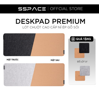 Desk Pad | Lót Chuột Bàn Phím Cỡ Lớn Hai Mặt Nỉ Và Vỏ Gỗ Sồi Tặng Đế Lót Ly  | SSPACE