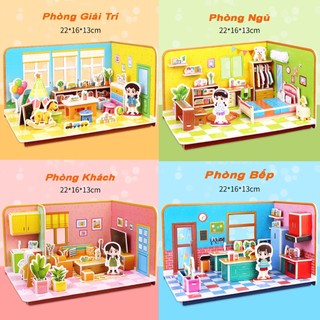   LOẠI TO  Bộ tranh ghép 3D mô hình ngôi nhà bằng giấy xốp giúp bé phát triển tư duy sáng tạo tính kiên trì đồ chơi 