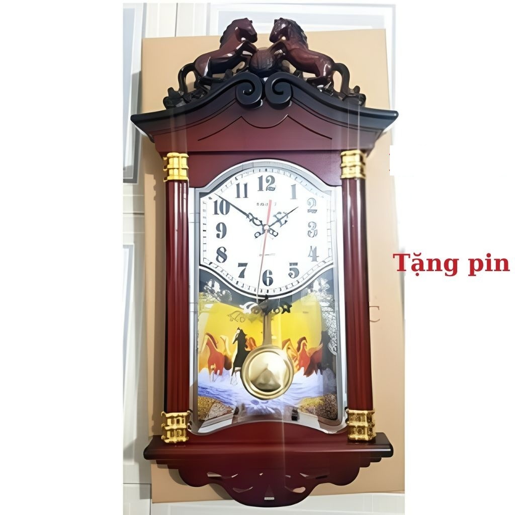 [ĐỒNG HỒ QUẢ LẮC] Đồng hồ treo tường quả lắc sang trọng - Tặng kèm pin và Móc Treo