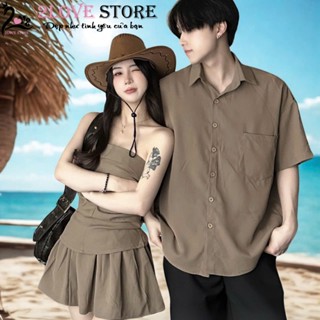 Bộ đồ đôi nam nữ set đồ đôi couple 2LOVESTORE Áo sơ mi kiểu cổ điển kết hợp váy Mã 47