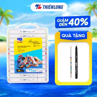  Bút lông màu Acrylic Markers Thiên Long Colokit 12 24 36 màu chồng màu tốt trang trí đa chất liệu 