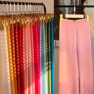 (103cm ) Quần Áo Dài Nữ Truyền Thống Lụa Ngọc Trai Mềm Mại Đủ Màu Khóa Kéo Trước Và Cạp Chun Sau