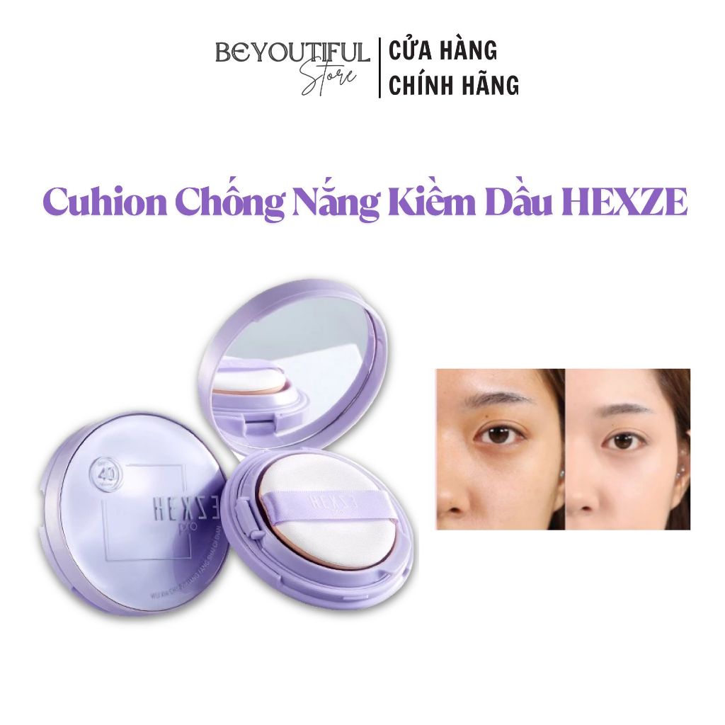 Cushion HEXZE Chống Nắng Kiềm Dầu, Phấn Nước Cấp Ẩm Bền Màu 12g, SPF 40+, PA+++
