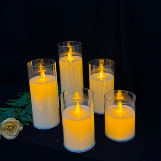  Nến điện tử nến cốc nhựa màu kem đường kính 7.5cm dùng pin trang trí tiệc quán cafe spa 