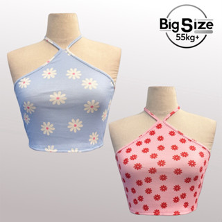 [ BIGSIZE TRÊN 55KG ] ÁO CROPTOP CỔ YẾM hoạ tiết hoa nhí dễ thương thun tăm bigsize nữ