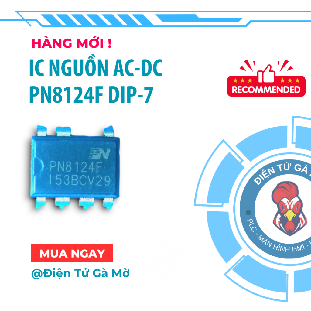 [1 CON] IC Nguồn AC-DC, PN8124F DIP-7 Mới Nhập Khẩu