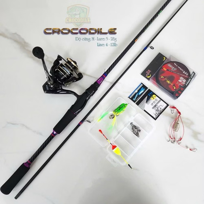 Combo Cần Câu Lure Crocodile + Máy Deukio AC3000 – Full Phụ Kiện, Quà Tặng Cực Xịn