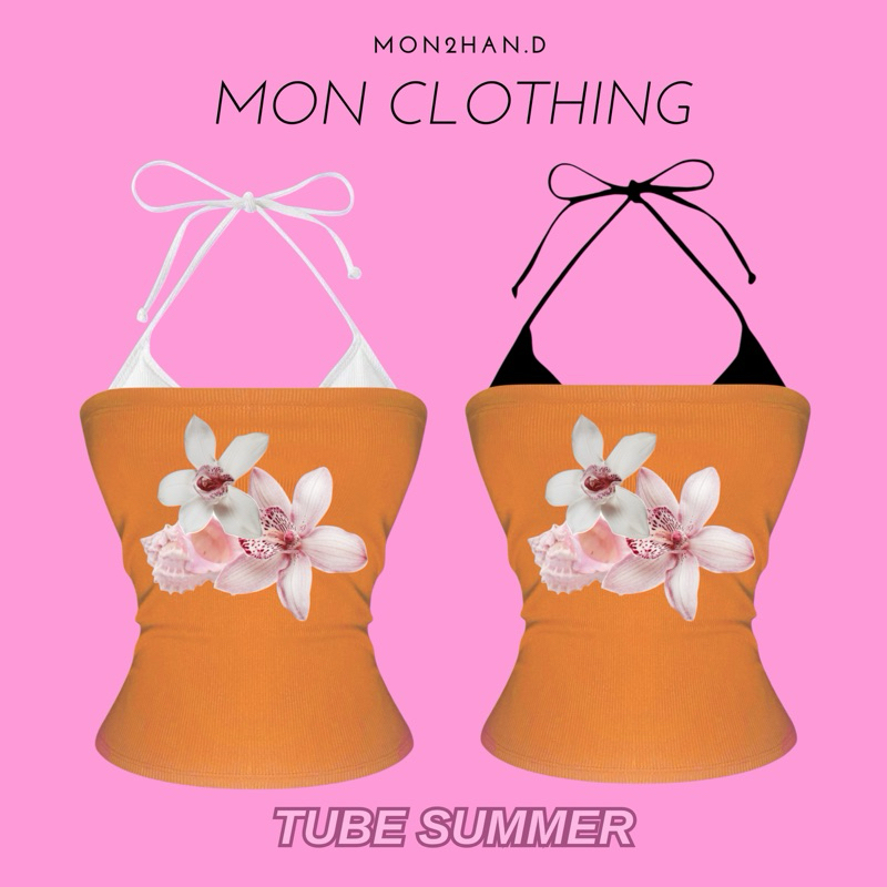 TUBE ORANGE SUMMER - ỐNG DÀI CAM PASTEL SÁNG IN HOA BIỂN