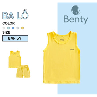 Bộ ba lỗ màu trơn basic BENTY cotton mềm mịn thấm hút mồ hôi, bộ quần áo cho bé trai, bé gái