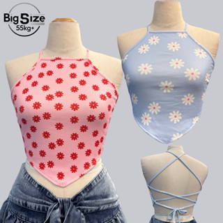 [ BIGSIZE TRÊN 55KG ] ÁO 2 DÂY CỘT HỞ LƯNG hoạ tiết hoa nhí thun tăm co giãn bigsize nữ