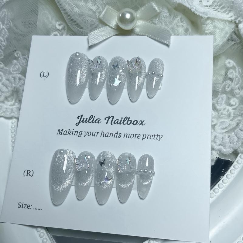 JuliaNailbox Mã T150 Móng tay giả thiết kế thủ công, sơn gel ( tặng kèm keo, miếng dán, dũa, bông la