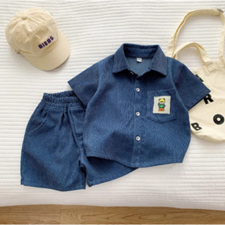 Bộ Sơ Mi Nhung Đùi, Quần Áo Cho Bé Chất Nhung, Bộ Nhung Cộc Tay Cho Bé Từ 8-26kg BE KOREA