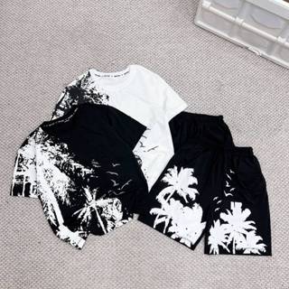 Bộ Quần Áo Boy Phố Trẻ Em - Quần Áo Nam boy Phố In Hình Cây Dừa 2 Màu Trắng Và Đen Chất Vải mềm ----