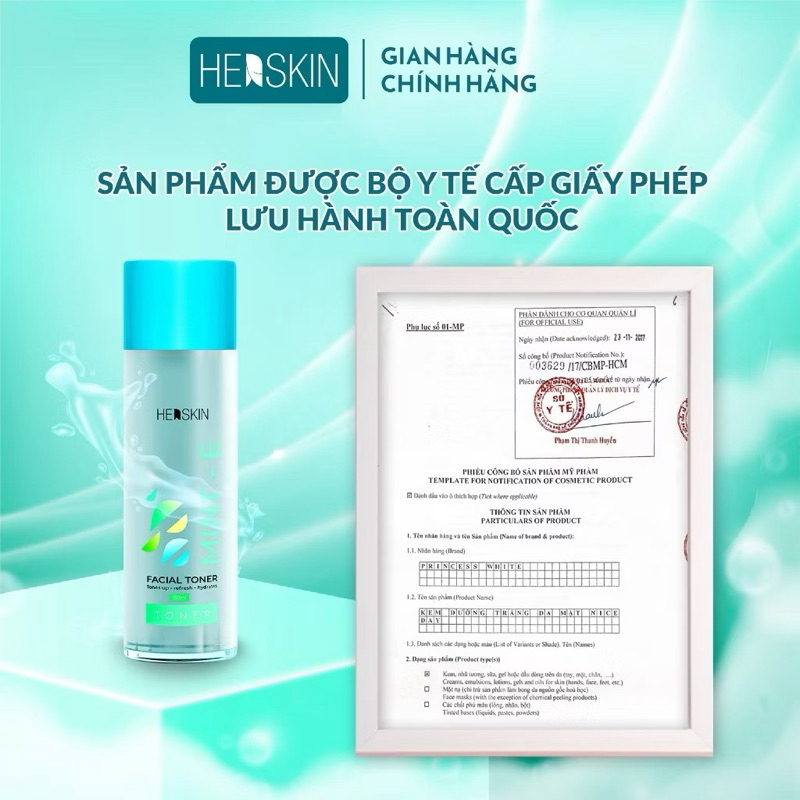 ( TẶNG 2 NẠ CỪU ) TONER CẤP ẨM MINT E PRINCESS WHITE & HERSKIN