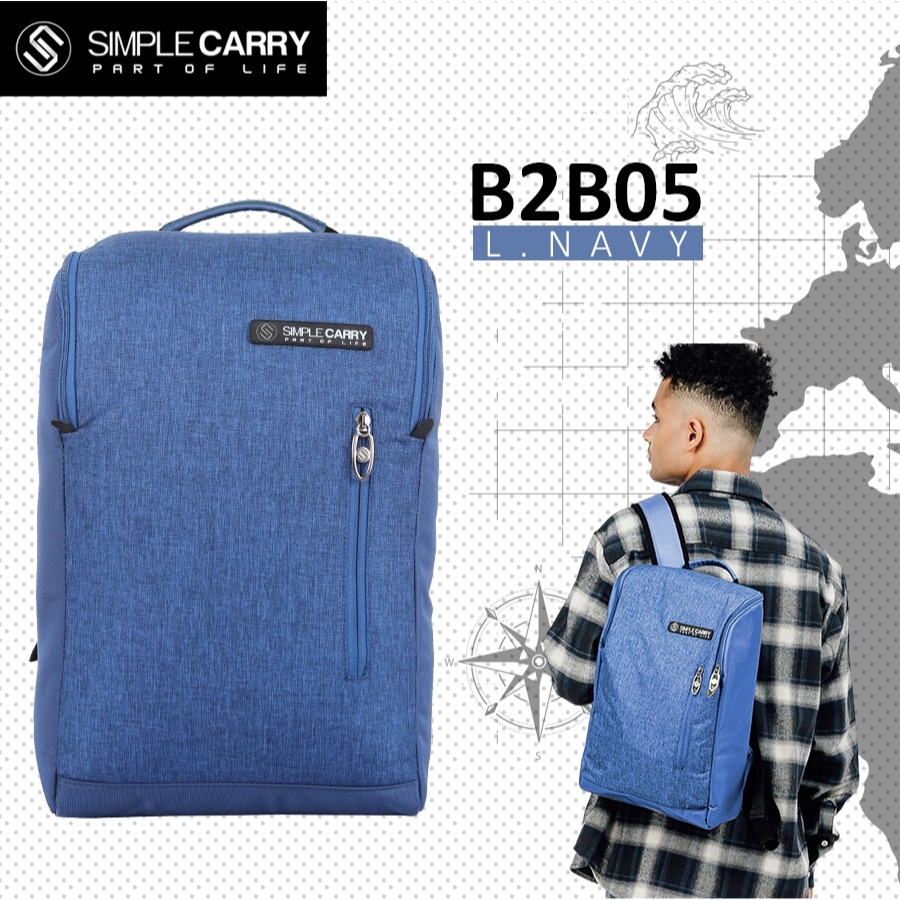 Ba lô laptop thời trang nam nữ unisex Simplecarry B2B05 ngăn laptop 14 inch vải chống nước bền bỉ bảo hành đến 10 năm