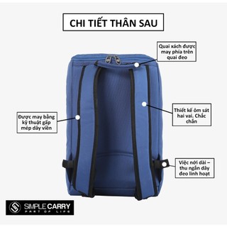 Ba lô laptop thời trang nam nữ unisex Simplecarry B2B05 ngăn laptop 14 inch vải chống nước bền bỉ bảo hành đến 10 năm