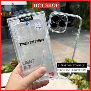 Ốp lưng kính cường lực trong suốt, bảo vệ Camera cho iPhone 11, 12, 13, 14, 15, 16, 17Promax LIKGUS 2