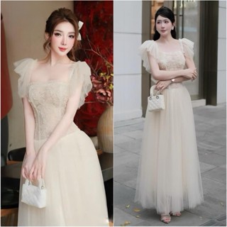 Đầm ren hoa dự tiệc Y43 (có đệm mút) đầm tiểu thư tay cánh tiên tùng xoè sang trọng - Akara dress women kem xu hướng