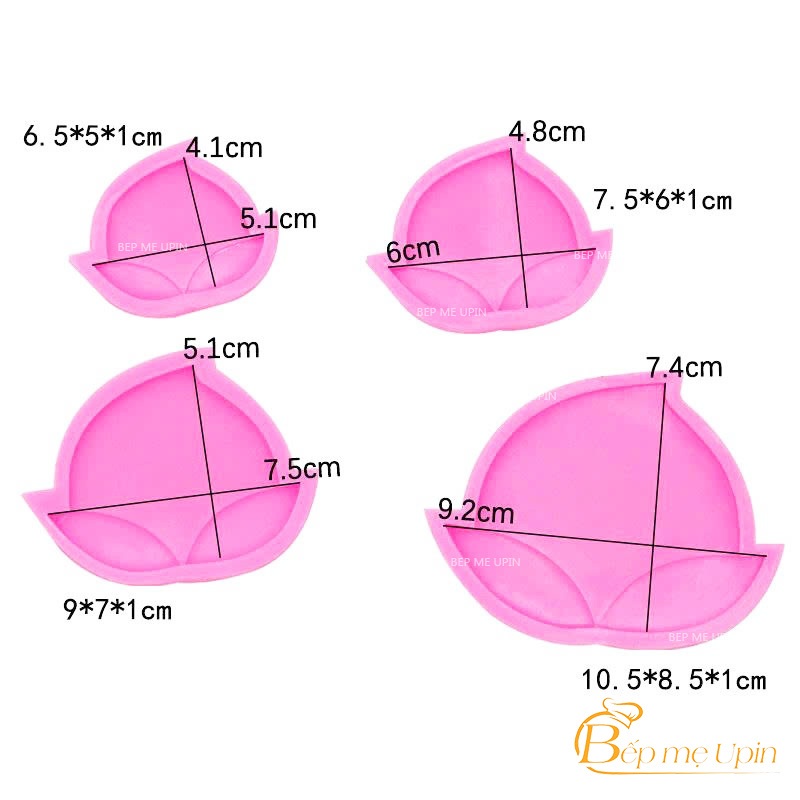 Khuôn silicon quả đào cạn nhấn đậu đất nặn fondant khuôn socola