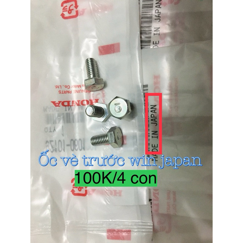 Bộ 4 ốc vè - dè trước win 100 chính hãng Honda Japan