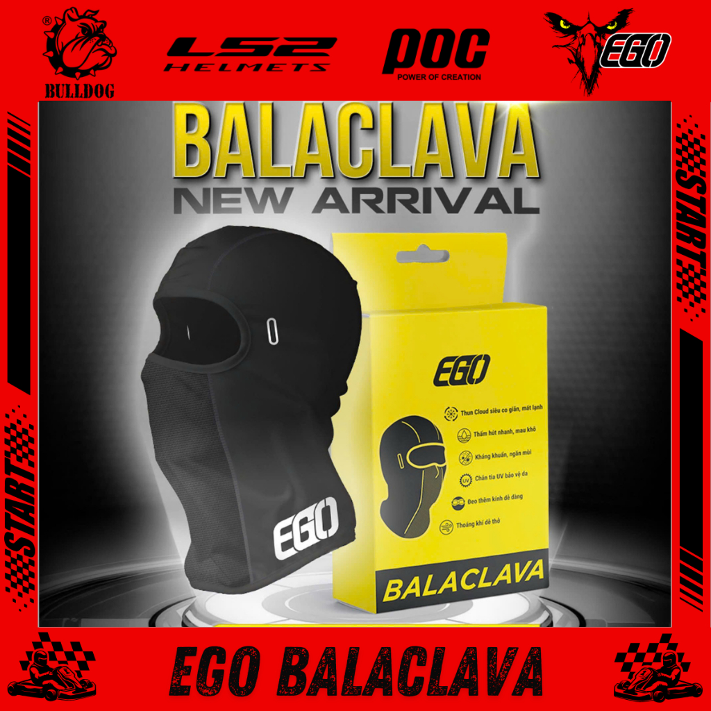 Khăn trùm đầu EGO Balaclava - Thiết kế cho người bị cận - Vải cực êm và mát - BIKER 176