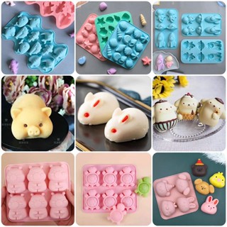Khuôn silicon phô mai heo thỏ chân mèo làm thạch rau câu khúc bạch nhiều mẫu xinh xắn dễ thương