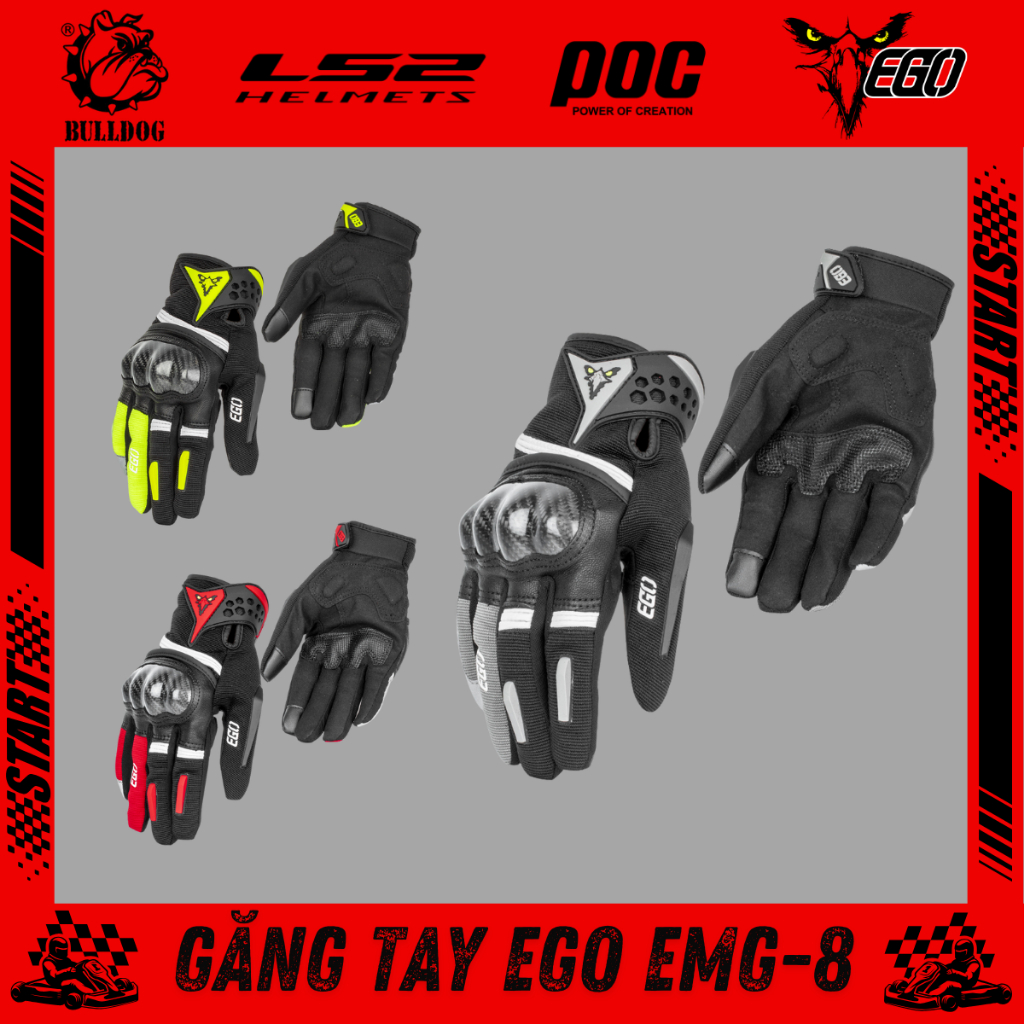 Găng tay EGO EMG-8 dài ngón gù carbon - BIKER 176 - Mũ bảo hiểm & Đồ bảo hộ