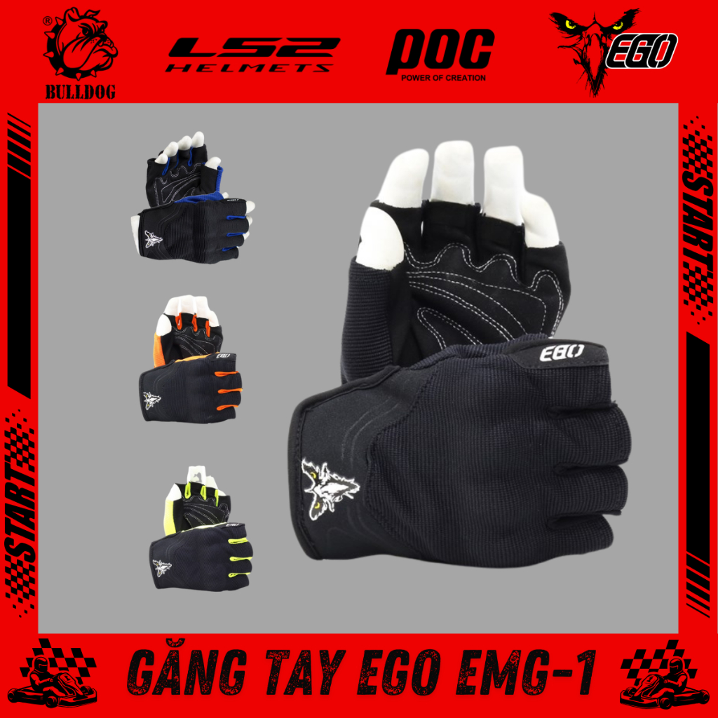 Găng tay xe máy EGO ngắn ngón - BIKER 176 - Mũ bảo hiểm & Dầu nhớt Vũng Tàu