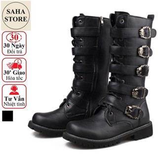 Giày boot nam nữ unisex couple cặp đôi SAHA109 bốt cao cổ tăng chiều cao 7cm boot đế độn gothic bigsize 43 44 45 46