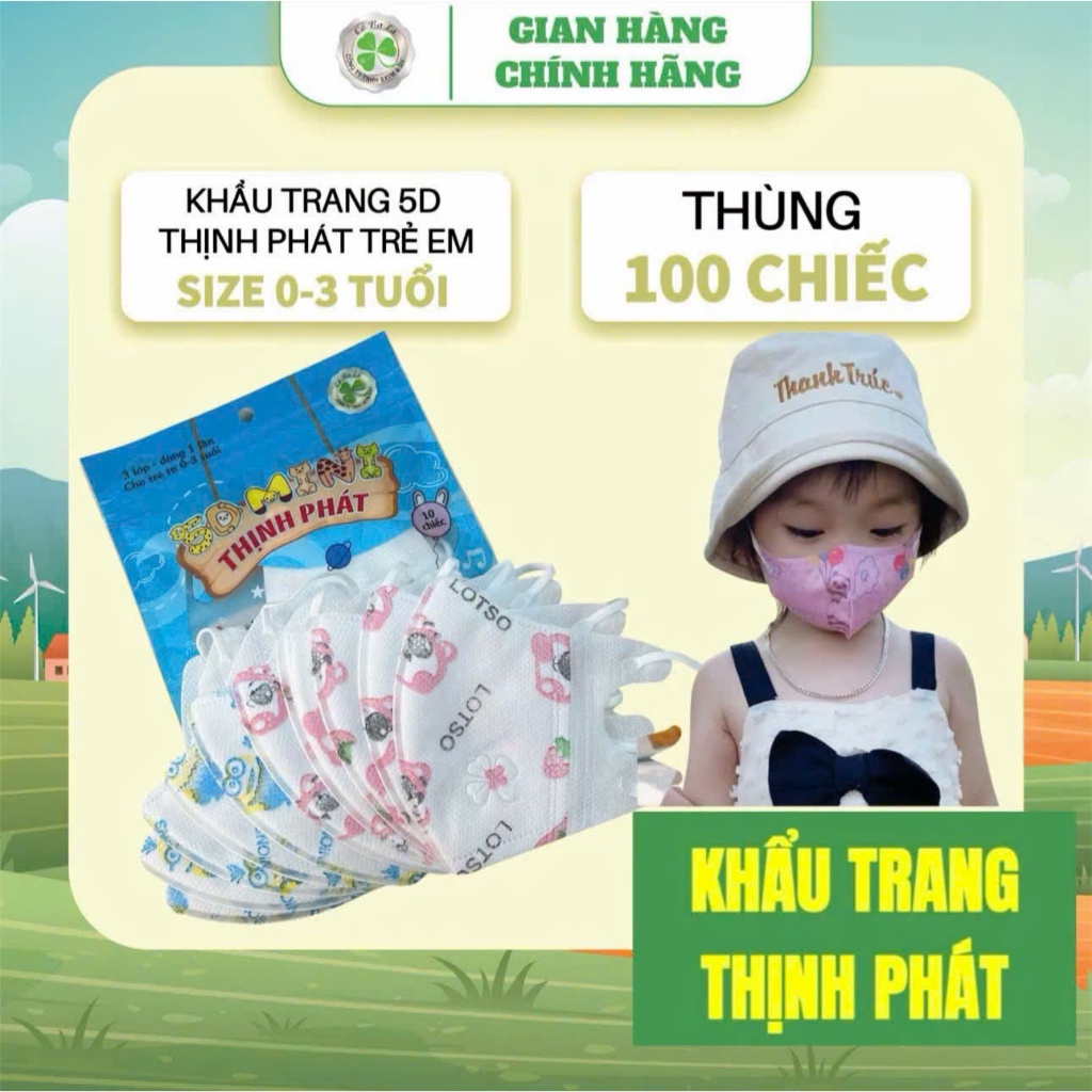 Khẩu Trang Trẻ Em Thịnh Phát 0-15 Tuổi KIDS Chính Hãng Kháng Khuẩn Lọc Bụi Mịn Chống Tia UV