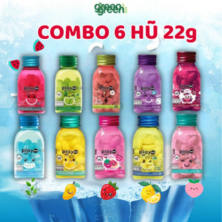  combo 6 hũ kẹo the playmore tổng hợp nhiều hương vị 22g dưa hấu táo nho dâu tây giúp bạn bừng lên sảng khoái. 