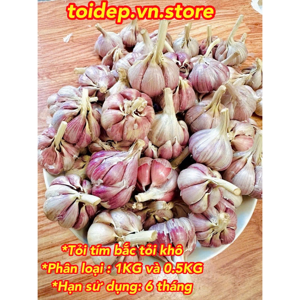 Siêu rẻ #1KG tỏi tím bắc loại 2 củ to chắc rất thơm màu tím đẹp(tỏi khô,hành tím khô,hành tăm,gừng)