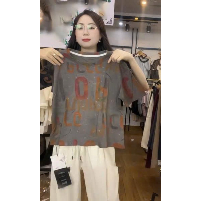 S38 áo in chữ cổ tròn