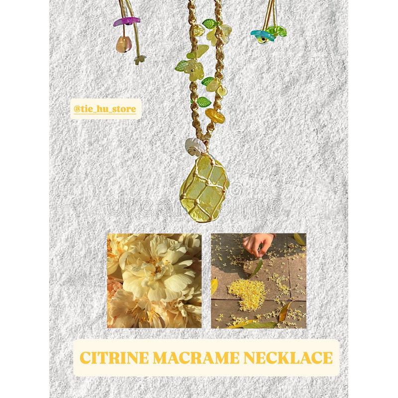 Vòng Citrine Macrame, vòng đá mang năng lượng Tài Lộc, Tự Tin, Vòng Citrine