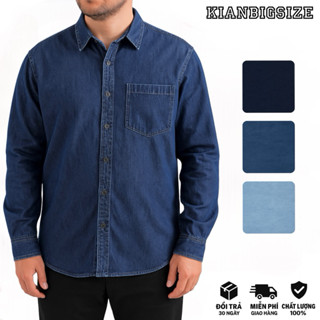  Áo Khoác Jean Nam Có Túi Vải Dày Dặn Bigsize < 100kg  Size L-5XL  