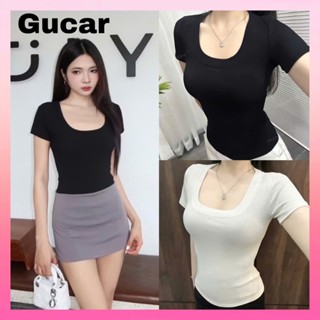  Áo thun cộc tay cổ vuông chất liệu thun tăm ôm body áo babytee tôn dáng phong cách hàn quốc- GUCAR 