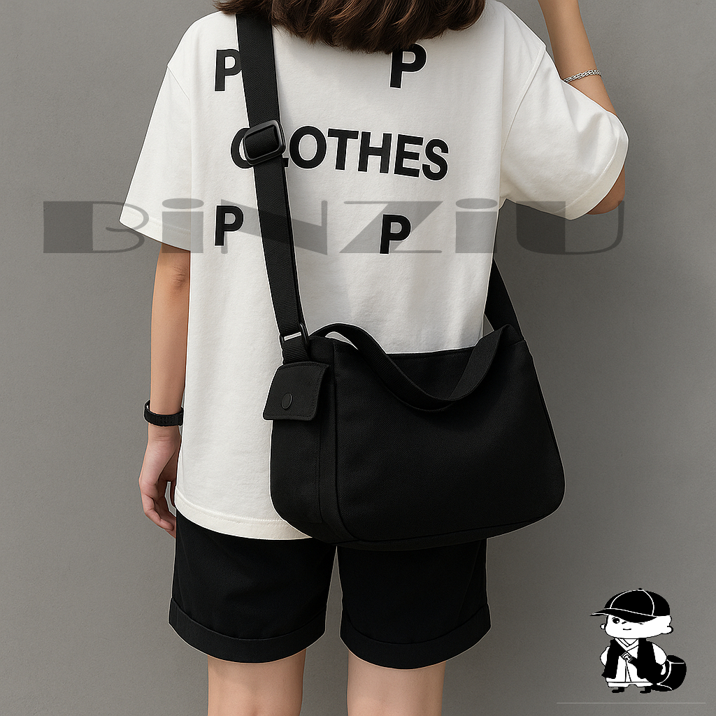 TÚI TOTE ĐEO CHÉO THỜI TRANG VẢI CANVAS PHONG CÁCH ULZZANG ĐỂ SÁCH A4 | BigBuy360 - bigbuy360.vn