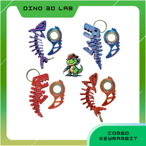 Combo Keyrambit S3-DINO3dLab-móc khóa xoay xả stress