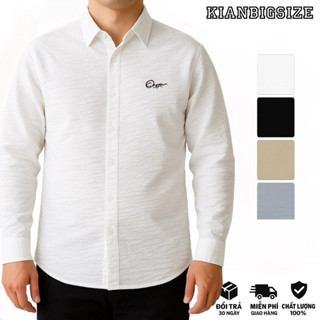 (Sale) Áo Sơ Mi Nam Đũi Tay Dài Áo Sơ Mi Bigsize Thêu Chữ Origin < 120kg