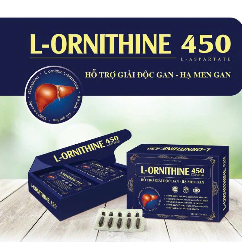 L-ORNITHINE 450 Hỗ trợ giải độc gan, hạ men gan