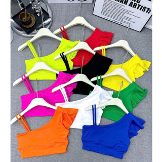  Áo CROPTOP lệch  dây 1 bên vai ,áo có đệm thích hợp tập gym  yoga aerobic nhảy hiện đại 