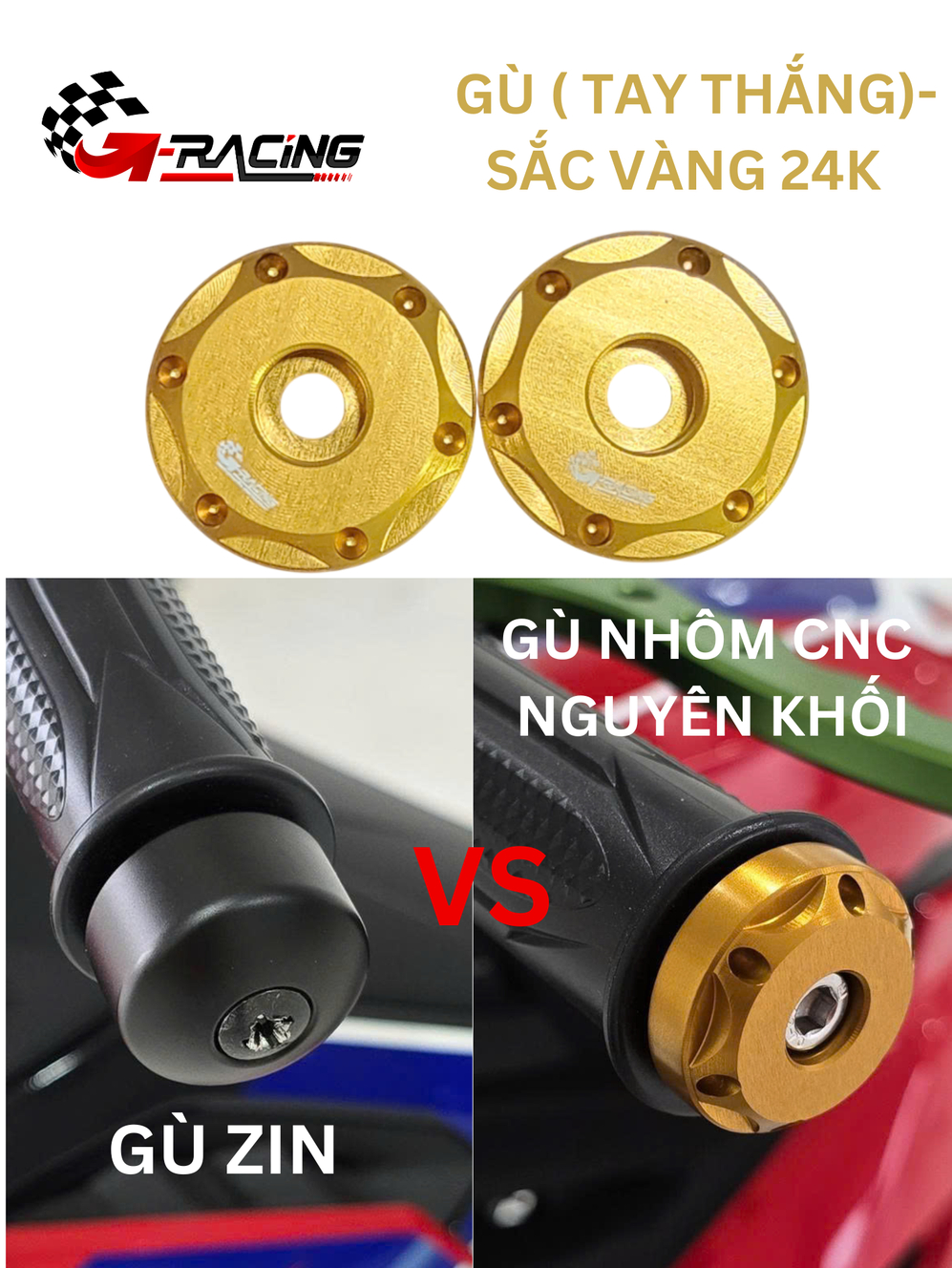 Gù nhôm CNC nguyên khối G Racing - Màu Vàng | GGG001-2
